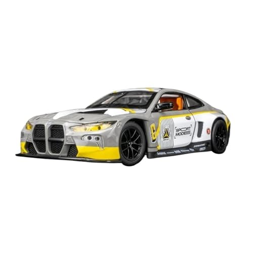 YRXIAO Modellbausatz Auto 1:24 für BMW M4 GT3 Legierung Sportwagen Modell Diecast Metall Spielzeug Auto Fahrzeuge Modell Sound Und Licht Sammlung Für Wohndekorationen(Gray) von YRXIAO