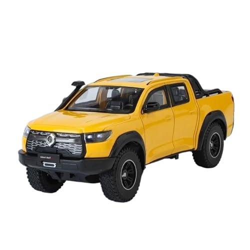 YRXIAO Modellbausatz Auto 1:24 für Great Wall Motor GWM Cannon POER Off Road SUV Alloy Diecast Car Model Sound & Light Boutique Decorative Für Wohndekorationen(Yellow) von YRXIAO