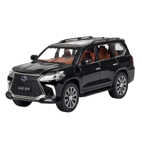 YRXIAO Modellbausatz Auto 1:24 für Lexus LX570 Legierung Zurückziehen Auto Modell Diecast Metall Spielzeug Fahrzeuge Mit Sound Licht Ornamente Für Wohndekorationen(Black) von YRXIAO