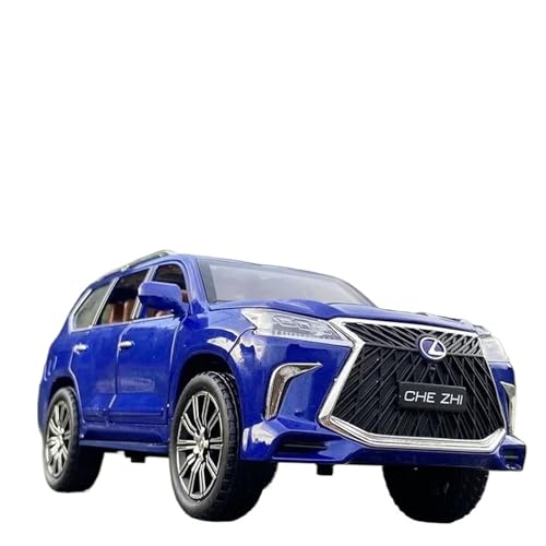 YRXIAO Modellbausatz Auto 1:24 für Lexus LX570 Legierung Zurückziehen Auto Modell Diecast Metall Spielzeug Fahrzeuge Mit Sound Licht Ornamente Für Wohndekorationen(Blue) von YRXIAO