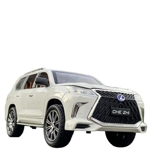 YRXIAO Modellbausatz Auto 1:24 für Lexus LX570 Legierung Zurückziehen Auto Modell Diecast Metall Spielzeug Fahrzeuge Mit Sound Licht Ornamente Für Wohndekorationen(White) von YRXIAO