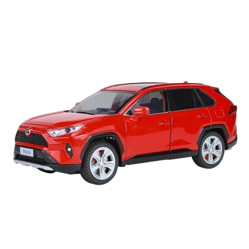 YRXIAO Modellbausatz Auto 1:24 für Toyota RAV4 Off-Road-SUV Modellauto Metalldruckguss Fahrzeugsammlung Sound & Licht Spielzeug für Ornamente Modell Für Wohndekorationen(Red) von YRXIAO