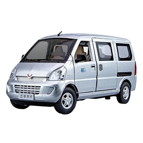 YRXIAO Modellbausatz Auto 1:24 für WULING Rongguang Van Diecast Metall Legierung Modell Sound Licht Zurückziehen Hobby Display Modell Ecoration Für Wohndekorationen(Silver) von YRXIAO