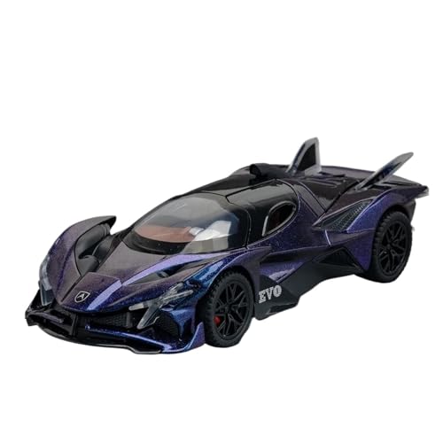 YRXIAO Modellbausatz Auto 1:32 für Apollo Project EVO Legierung Diecast Modell Fahrzeug Auto Modell Mit Sound Licht Sammlung Spielzeug Hobby Display Für Wohndekorationen(Purple) von YRXIAO