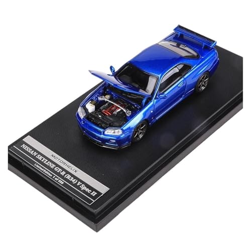 YRXIAO Modellbausatz Auto 1:64 Für NISMO R34 Z-Tune Skyline V-SPEC-II Legierung Modell Auto Display Modell Autos Limited Edition Modell Autos Hobby Für Wohndekorationen(Blue) von YRXIAO