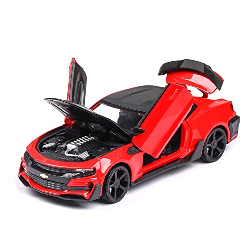 YRXIAO Modellbausatz Auto Für Camaro Sportwagen 1 24 Zinklegierung Simulation Automodell Mit Sound Und Licht Für Erwachsenes Geschenk Für Wohndekorationen(Rot) von YRXIAO