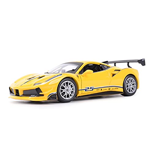 YRXIAO Modellbausatz Auto Für Ferrari 488 Challenge 1 24 Sportwagen Gelb Static Die Cast Vehicles Collectible Model Car Für Wohndekorationen von YRXIAO