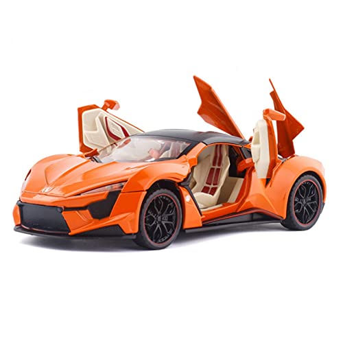 YRXIAO Modellbausatz Auto Für Lykan Hypersport Supercar 1 24 Legierung Simulation Automodell Mit Sound Und Licht Für Erwachsenes Geschenk Für Wohndekorationen(Orange) von YRXIAO