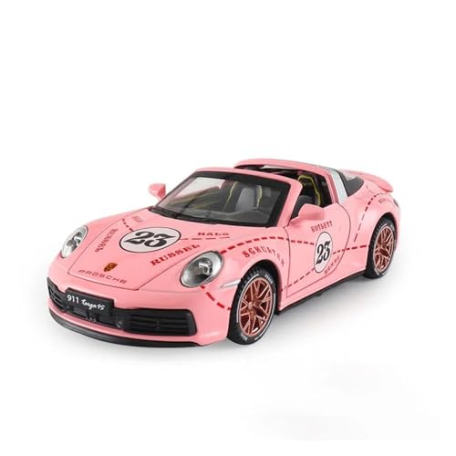 YRXIAO Modellbausatz Auto Für Porsche 911 Targa 4S Legierung Cabrio Sport Auto Modell Maßstab Diecast Modell Auto Spielzeug Für Wohndekorationen(Rosa) von YRXIAO