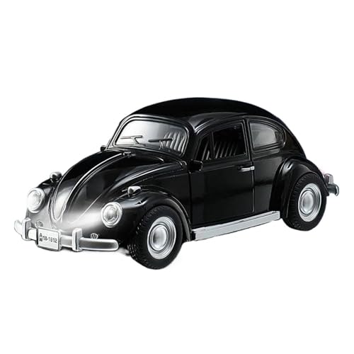 YRXIAO Modellbausatz Auto Maßstab 1:18 für Volkswagen Käfer 1955 Vintage-Legierung Hobby-Display-Automodell mit Sound und Licht Spielzeug Für Wohndekorationen(Black) von YRXIAO