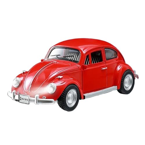 YRXIAO Modellbausatz Auto Maßstab 1:18 für Volkswagen Käfer 1955 Vintage-Legierung Hobby-Display-Automodell mit Sound und Licht Spielzeug Für Wohndekorationen(Red) von YRXIAO