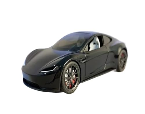 YRXIAO Modellbausatz Auto Maßstab 1:24 für Tesla Roadster Roadster Cabrio Sportwagenmodell Legierung kollektive Miniatur Voiture Sound und Licht Für Wohndekorationen(Black) von YRXIAO