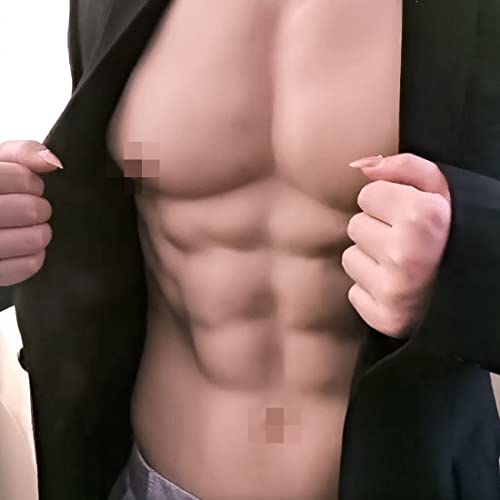 YRZGSAWJ Silikon-Muskelanzug, realistischer Brust-Body für Herren, falsches Brustkostüm, 6 Bauchmuskeln, nicht klebrig, für Cosplay, Halloween, Modell-Requisiten (Nude, L) von YRZGSAWJ