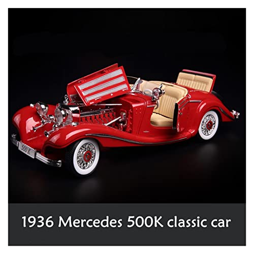 1:18 Mercedes 500K 1936 Klassische Rote Auto Legierung Retro Auto Modell Klassische Auto Modell Sammlung Geschenk(1967280SE) von YSAEDATY