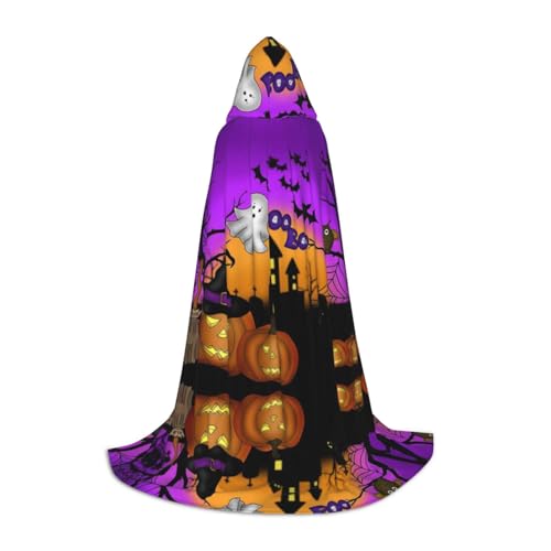 YSZJZLYE Halloween Eule Geist Kürbis Druck Kapuzenumhang für Jugendliche Modisches Druckdesign für einen stilvollen Look von YSZJZLYE