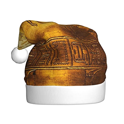 YSZJZLYE Weihnachtsmütze mit Ägypten-Hieroglyphen-Druck, für Erwachsene, Plüschmütze, Partyzubehör, Kappe für Neujahr, festliche Dekorationen (1 Stück) von YSZJZLYE