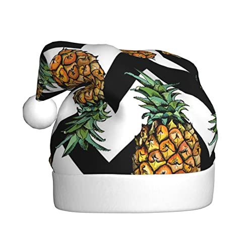 YSZJZLYE Weihnachtsmütze mit Ananas-Druck, für Erwachsene, Plüsch, Partyzubehör, Kappe für Neujahr, festliche Dekorationen (1 Stück) von YSZJZLYE