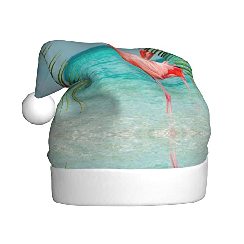 YSZJZLYE Weihnachtsmütze mit Flamingo im Wasserdruck, für Erwachsene, Plüsch, für Party, Gastgeschenk, Kappe für Neujahr, festliche Dekorationen (1 Stück) von YSZJZLYE