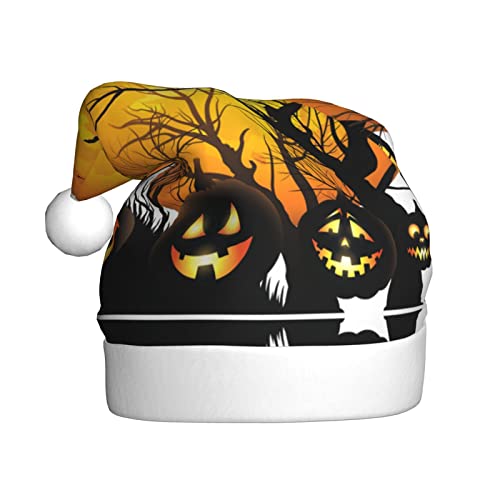 YSZJZLYE Weihnachtsmütze mit Halloween-Kürbis-Aufdruck, für Erwachsene, Plüsch, für Party, Gastgeschenk, Kappe für Neujahr, festliche Dekorationen (1 Stück) von YSZJZLYE