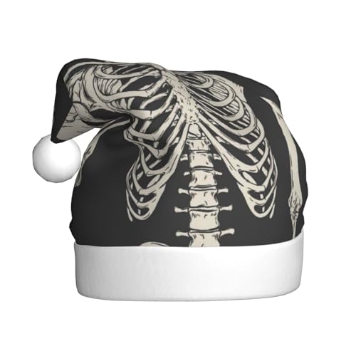 YSZJZLYE Weihnachtsmütze mit Totenkopf-Motiv, Skelett-Knochen-Aufdruck, für Erwachsene, Plüsch, Partyzubehör, Kappe für Neujahr, festliche Dekorationen (1 Stück) von YSZJZLYE