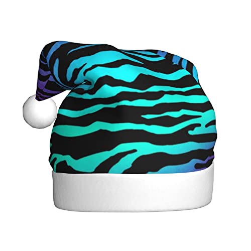 YSZJZLYE Weihnachtsmütze mit Zebrastreifen-Druck, für Erwachsene, Plüsch, Partyzubehör, Weihnachtsdekoration, 1 Stück, Violett / Blau / Grün von YSZJZLYE