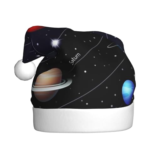 YSZJZLYE Weihnachtsmütze mit solarbetriebenem Galaxie-Druck, für Erwachsene, Plüsch, für Party, Gastgeschenk, Kappe für Neujahr, festliche Dekorationen (1 Stück) von YSZJZLYE