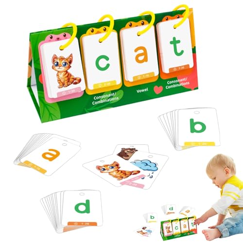 Phonics-Lernkarten, Sight-Word-Spiele,Phonics-Wortspiele | Rechtschreib-Lese-Vorschul-Lernspiele, Wortbildungsspiele mit 80 Karten für Lehrer-Schulbedarf von YTGOCN