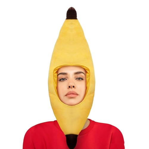 Plüsch Banane Hut, Plüsch Kopfbedeckung | Halloween Banana Furry Hut Kopfbedeckungen - Winter Skihut Kopfbedeckungen Neuheit Kleid Cosplay Kostüm für Fotografie Prop von YTGOCN