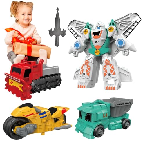 Verwandelndes Dinosaurierspielzeug, Verwandelbarer Roboter-Rennwagen - Interaktives Spielzeugauto zusammenbauen | Sicheres Frühlernspielzeug, Vorschulaktivitäten, Coasting-Power-Design-Spielzeugauto f von YTGOCN