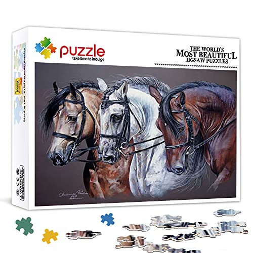 Mini-Puzzle für Erwachsene 1000 Teile Pferd Puzzle-Set Lustige Familienspiele für Erwachsene (Papppuzzle 70 x 50 cm) Puzzle für Erwachsene und Kinder von YTLIUYUANDE