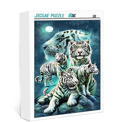 Erwachsenenpuzzle 1000 Teile Weißer Tiger Klassisches Puzzle Puzzle DIY Home Entertainment Spielzeug Puzzle für Kinder und Erwachsene (75x50cm) von YTLIXIANGN