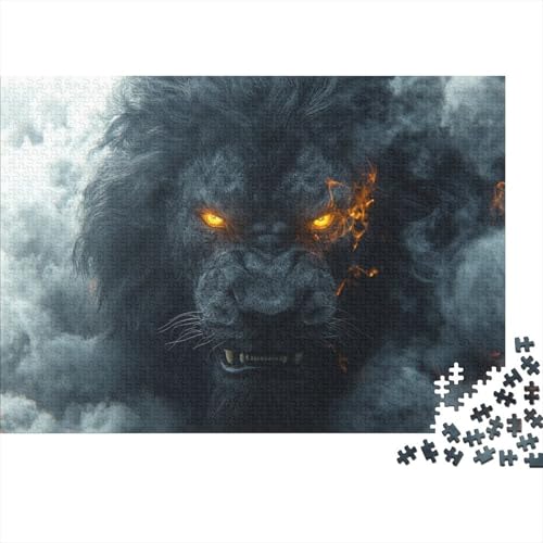 3D Fantasy 1000 Stück Jigsaw Puzzle Lernpuzzle Familienspiel Geschenk Für Erwachsene -Angry Lion 1000pcs (75x50cm) von YTPONBCSTUG