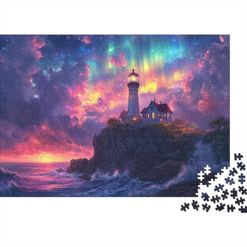 A Beautiful Lighthouse 1000 Stück Puzzles Für Erwachsene-Colorful Sky Puzzles Für Erwachsene 1000 DIY Puzzle Spielzeug Für Dekorative Malerei 1000pcs (75x50cm) von YTPONBCSTUG