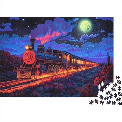 A Steam Train 1000 Stück Puzzles Für Erwachsene-Blacklight Painting Puzzles Für Erwachsene 1000 DIY Puzzle Spielzeug Für Dekorative Malerei 1000pcs (75x50cm) von YTPONBCSTUG