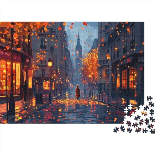 Autumn Paris Streets Puzzle 1000 Teile,Geschicklichkeitsspiel Für Die Ganze Familie, Flattened Perspective Puzzles 1000 Teile,Farbenfrohes Holz Puzzle Für Erwachsene 1000pcs (75x50cm) von YTPONBCSTUG