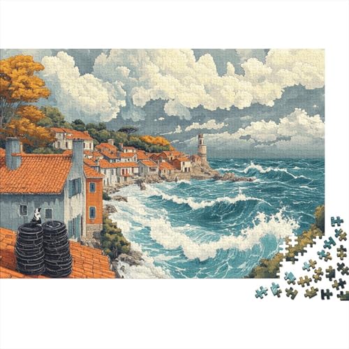 Brittany Fishing Port 1000 Stück Puzzles Für Erwachsene-Japanese Woodblock Style Muster Puzzles Für Erwachsene 1000 DIY Puzzle Spielzeug 1000pcs (75x50cm) von YTPONBCSTUG