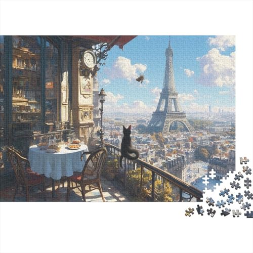 CAT Puzzles 1000 Teile Für Erwachsene|Montparnasse Café| 1000 Teile Holzpuzzle Lernspiele Heimdekoration Puzzle 1000pcs (75x50cm) von YTPONBCSTUG