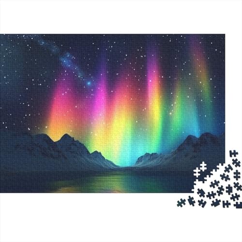 Colorful Aurora Borealis 1000 Stück Puzzles Für Erwachsene Stress Abbauen Familien-Puzzlespiel 1000-teiliges Puzzle Lernspiel Spielzeug Geschenk 1000pcs (75x50cm) von YTPONBCSTUG