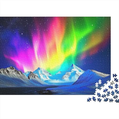 Colorful Aurora Borealis 1000 Stück Puzzles Für Erwachsene Stress Abbauen Familien-Puzzlespiel 1000-teiliges Puzzle Lernspiel Spielzeug Geschenk 1000pcs (75x50cm) von YTPONBCSTUG