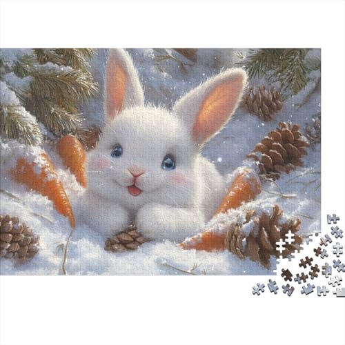 Cute White Baby Bunny Puzzles 1000 Teile Für Erwachsene|| 1000 Teile Holzpuzzle Lernspiele Heimdekoration Puzzle 1000pcs (75x50cm) von YTPONBCSTUG