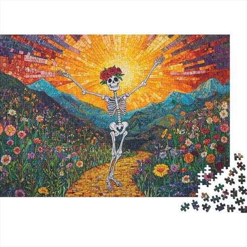 Dancing Skeleton 1000 Stück Puzzles Für Erwachsene Stress Abbauen Familien-Puzzlespiel 1000-teiliges Puzzle Flowers Lernspiel Spielzeug Geschenk 1000pcs (75x50cm) von YTPONBCSTUG