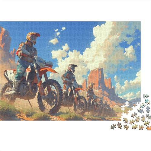 Dirtbike 500 Stück Jigsaw Puzzle Lernpuzzle Familienspiel Geschenk Für Erwachsene -Sport Motocross 500pcs (52x38cm) von YTPONBCSTUG