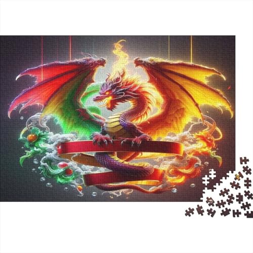 Drache Hölzerne Puzzles Wasserfest 1000 Teile DIY-Cartoon Puzzle Geschenke Für Erwachsene Unmöglich Puzzle Für Erwachsene Puzzle Zur Heimdekoration von YTPONBCSTUG