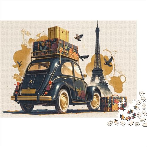 Eiffel Tower 1000 Stück Puzzles Für Erwachsene Stress Abbauen Familien-Puzzlespiel 1000-teiliges Puzzle Vintage Car Lernspiel Spielzeug Geschenk 1000pcs (75x50cm) von YTPONBCSTUG