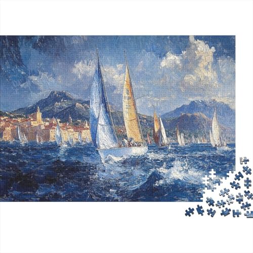 Electric Blue Sails 1000 Stück Jigsaw Puzzle Lernpuzzle Familienspiel Geschenk Für Erwachsene -fauvist Regatta 1000pcs (75x50cm) von YTPONBCSTUG