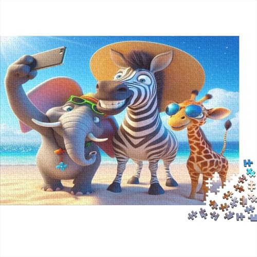 Elefant Giraffe Zebra Hölzerne Puzzles Wasserfest 1000-teiliges Cartoon Cute Puzzle Geschenke Für Erwachsene Bunt Puzzle Für Erwachsene Lernspiele von YTPONBCSTUG