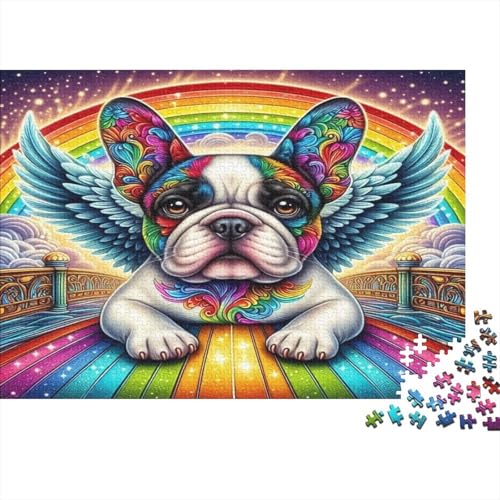 Französische Bulldoggege Hölzerne Puzzles Wasserfest 300 Teile DIY-Cartoon Puzzle Geschenke Für Erwachsene Bunt Puzzle Für Erwachsene Lernspiele von YTPONBCSTUG