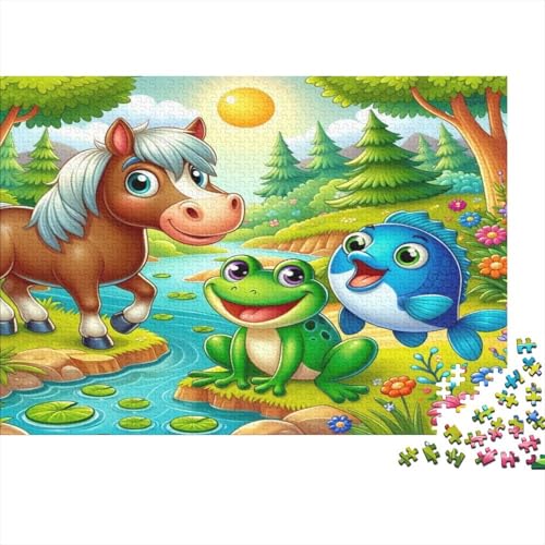 Frosch Hölzerne Puzzles Wasserfest 1000 Teile DIY-Cartoon Puzzle Geschenke Für Erwachsene Bunt Puzzle Für Erwachsene Herausfordernde Puzzlespiele von YTPONBCSTUG