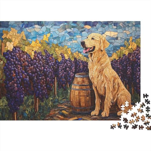 Golden Retriever 1000 Stück Puzzles Für Erwachsene-Bordeaux Vineyard Muster Puzzles Für Erwachsene 1000 DIY Puzzle Spielzeug 1000pcs (75x50cm) von YTPONBCSTUG