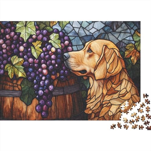 Golden Retriever 1000 Stück Puzzles Für Erwachsene-Bordeaux Vineyard Muster Puzzles Für Erwachsene 1000 DIY Puzzle Spielzeug 1000pcs (75x50cm) von YTPONBCSTUG